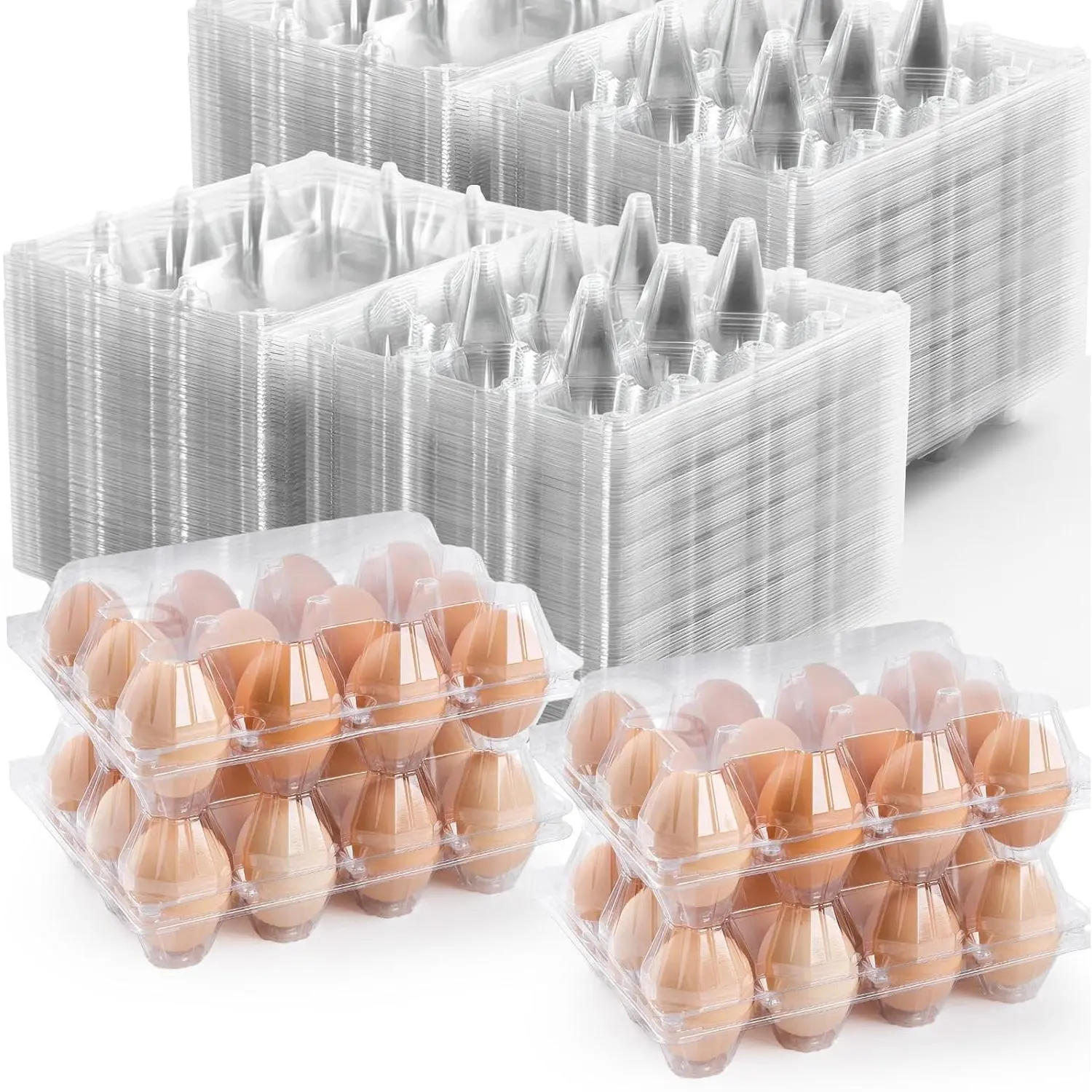 120 Pack Egg Cartons Cheap Bulk 12 Count, 1 Dozen Clear Empty Egg Cartons for Chicken Eggs, Plastic Egg Holder Egg Container for Family,Chicken Farm and Markets - Medium Egg Cartons Reusable