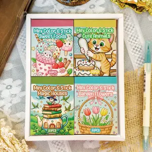 PRSTINCOL Washable Sticker Book - 50-Sheet Reusable Sticker Pack, 4 Cute Themes, Portable DIY Scrapbooking Toy for Kids 3+