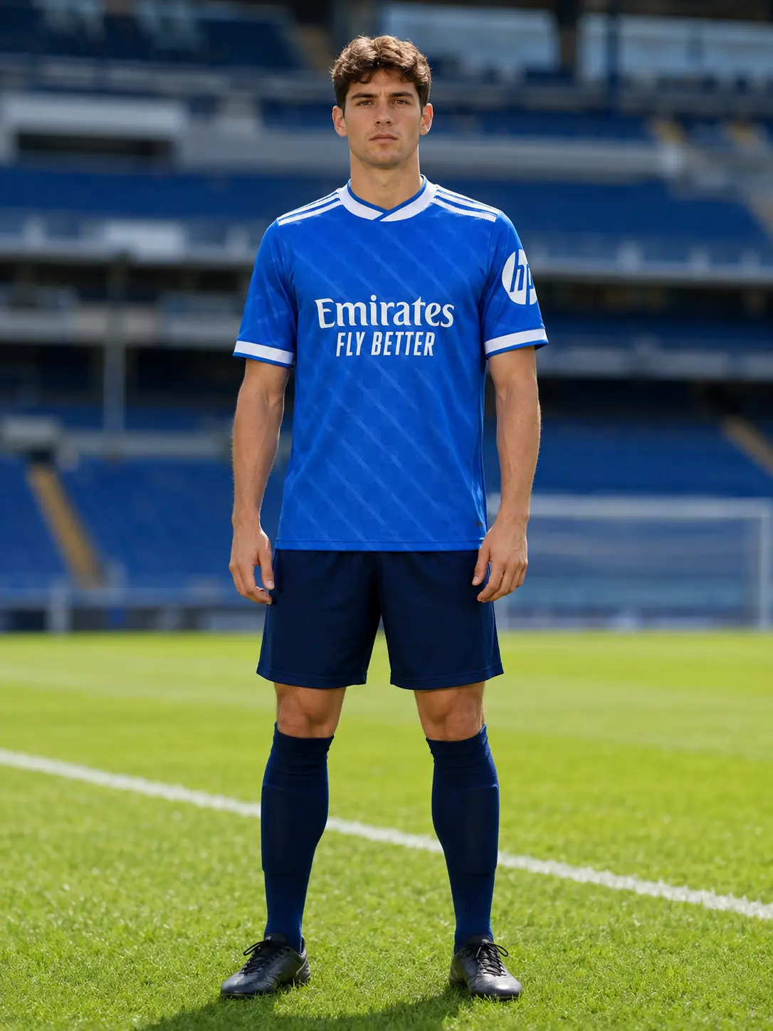 Men’s Retro Blue Soccer Jersey – Collared Short Sleeve Football Fan Shirt, Match Day Athletic Top