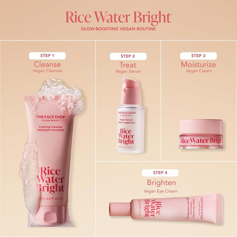 [THE FACE SHOP] Rice Water Bright Double Cleansing Trial Set - Deep-Clean Foam Cleanser + Mini Cleansing Oil Set for Makeup Removal & Pore Purifying l Korean Skincare