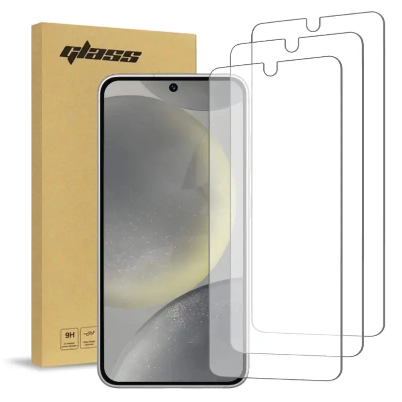 For Galaxy S24 Tempered Glass Screen Protector 3 Per Pack 2.5D Crystal Clear Visibility Anti-Scratch Bubble-Free Easy Install