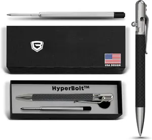 Luxury Slim Bolt Action Pen, EDC Pen with Fine Tip, Professional Ballpoint Pen for School and Work - Carbon Fiber-Stainless Steel
