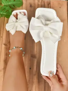 Women's Fashion Flat Sandals with Bow Tie Buckle, Buckle Decorated Sandals, Summer Casual Shoes, Comfortable and Stylish, Perfect for Daily Wear