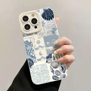 Summer Ocean Elements Whale Jellyfish Turtle Patch Design Transparent Tpu Anti-Fingerprint Phone Case Cover for iPhone 7/8/x/XS/XR/XS Max/11/12/13/14/15/16/17 Pro Max