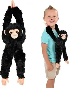 Black Hanging Chimpanzee Plush Toy, 19" Stuffed Chimpanzee with Realistic Design, Soft and Huggable, Cute Nursery Decor, Best Birthday Gift for Boys and Girls
