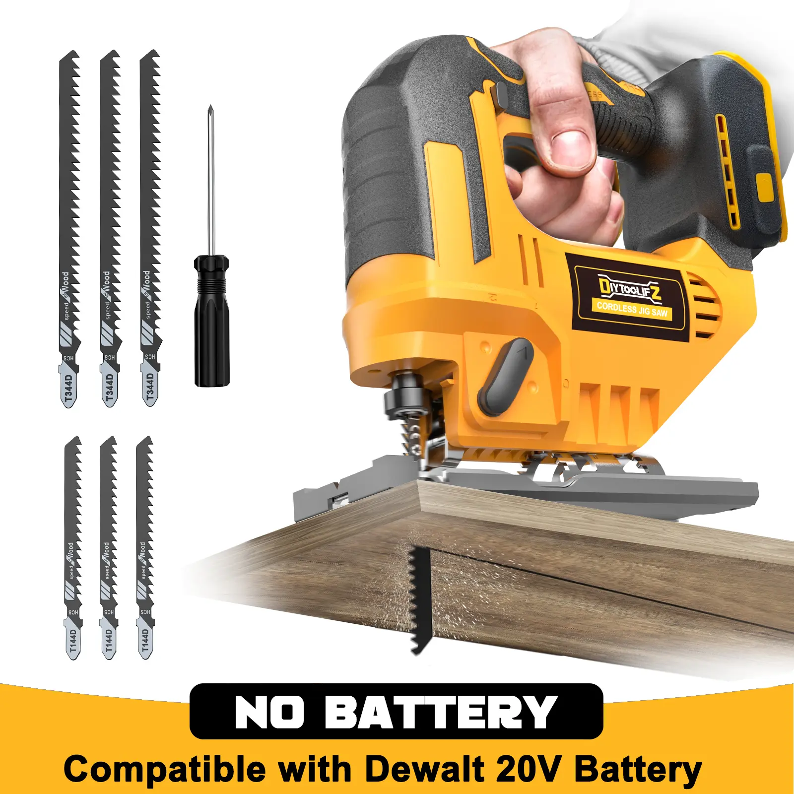 Cordless Jigsaw Compatible with Dewalt 20v Battery(NO Battery!!), Jig Saw Tool Brushless,2900RPM,0°-45°Bevel,3 Orbital Action,LED Light for Straight/Curve Cutting summervibes Power Tool