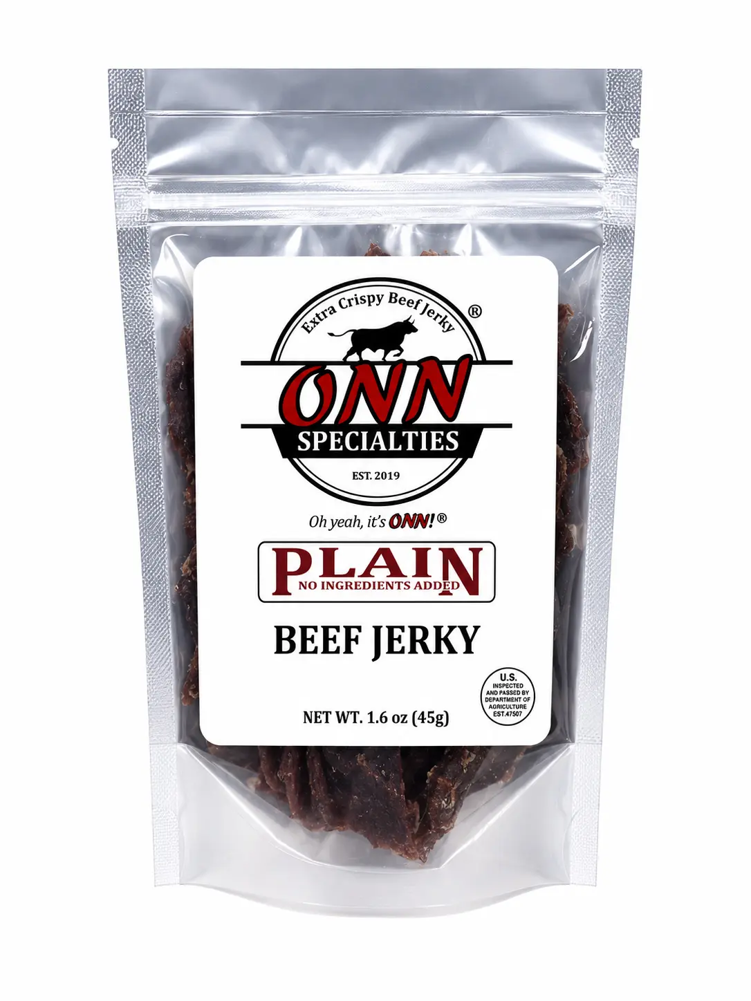 Plain Beef Jerky, High-Protein Dried Snack for On-the-Go Munching