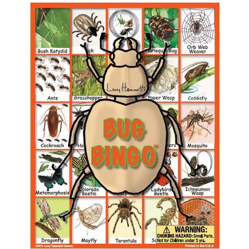 Lucy Hammett Bug Bingo Game 6 Picture Boards, 42 Cards & Bingo Chips, All Ages
