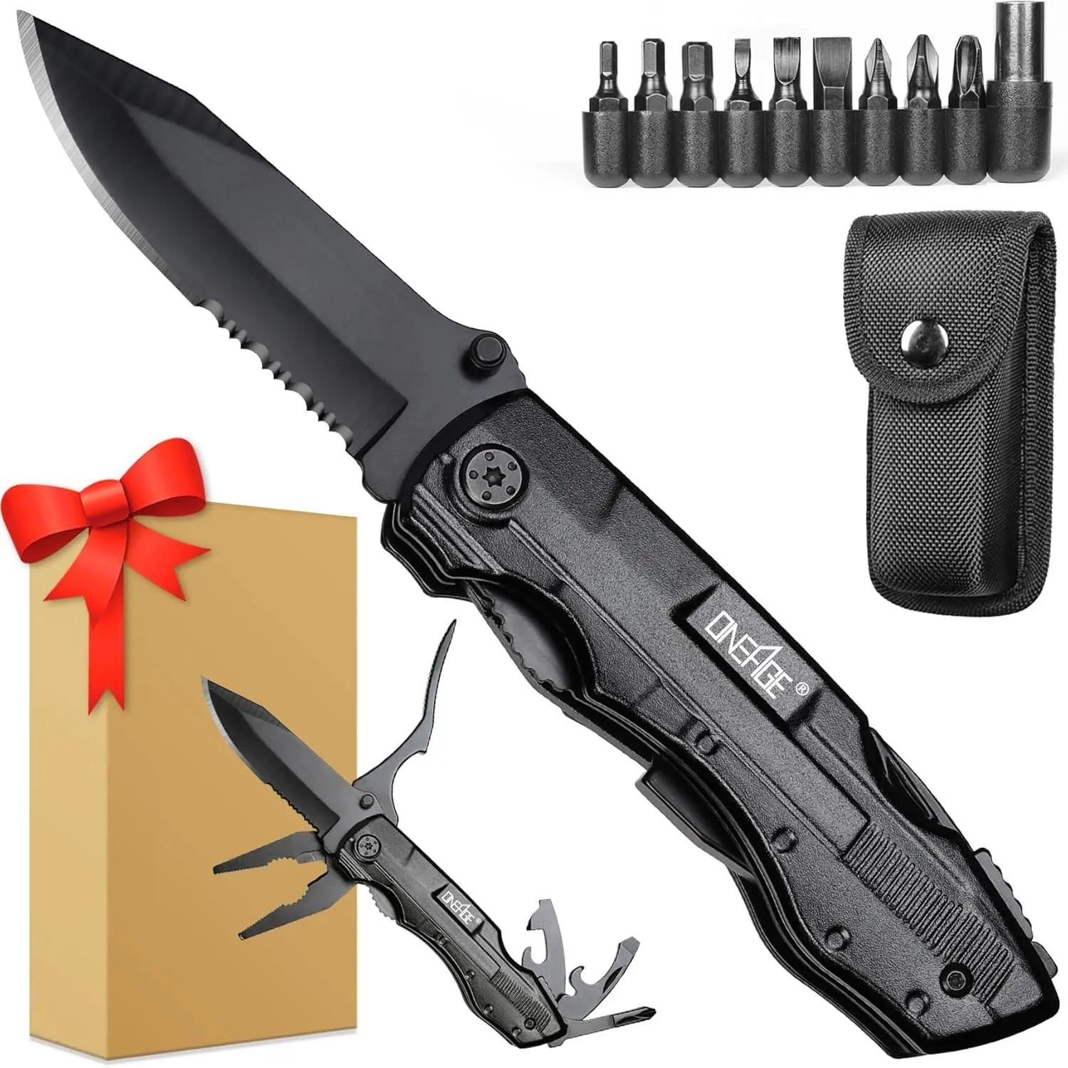 Gifts for Men Him Dad, Pocket Multitool , Christmas Stocking Stuffers for Men, Anniversary Birthday Gifts for Husband, Boyfriend, Guy, Groomsmen, Fathers Day, Gadget for Hiking, Camping, Outdoor