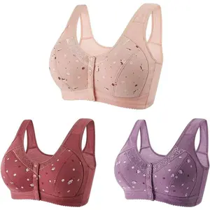 Daisy Bras for Older Women 3 Pack Wireless Front Closure Push Up Bras Full Coverage Comfortable Everyday Bra 2025