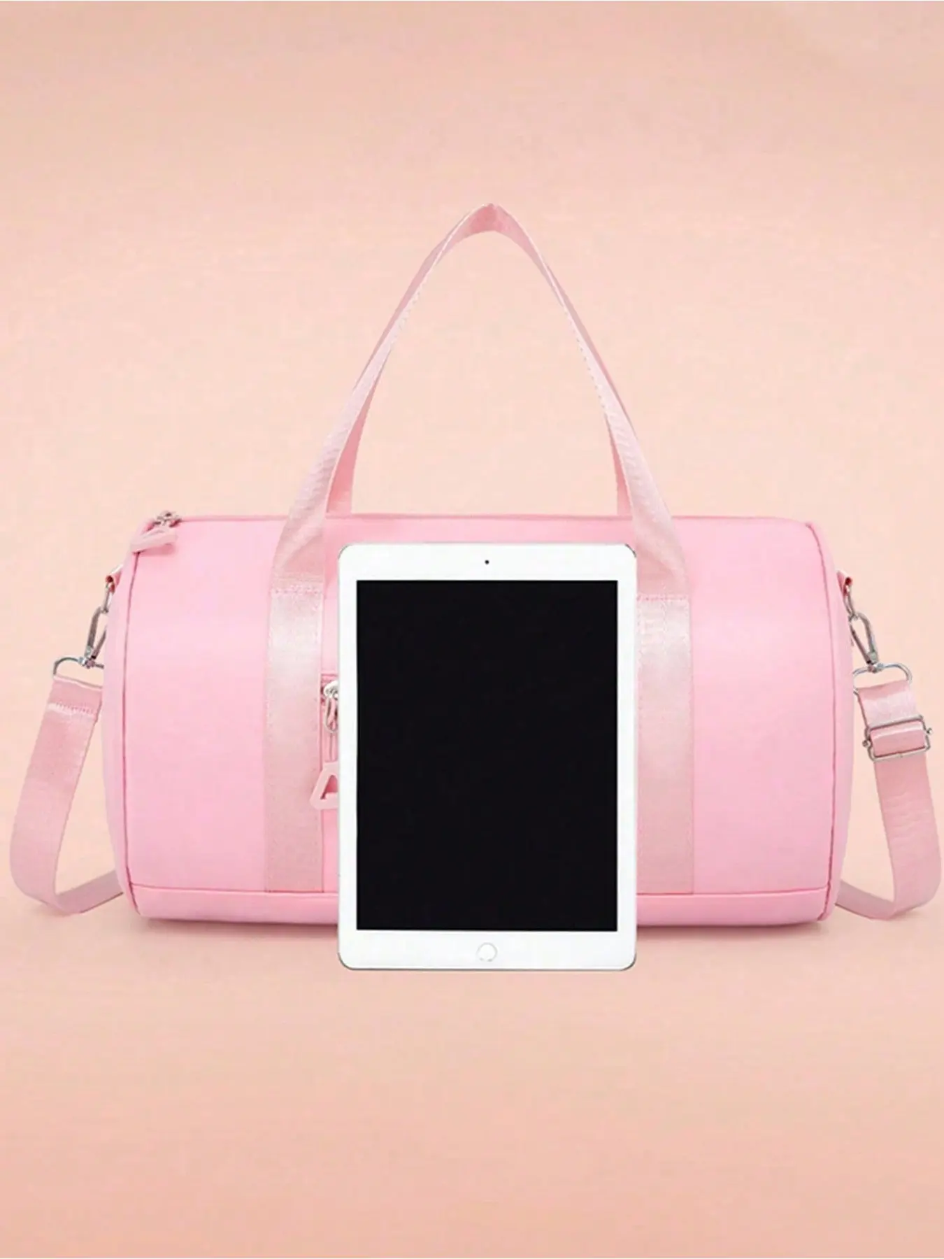 Solid Color Cute Ballet Dance Duffle Bag, Waterproof Gym Fitness Travel Luggage Bag For Girls, Printed With Pink Bow Pattern "DANCER", Large Lightweight Overnight Weekend Sleepover Bag, Fits Ballet Tutu Tap Dance Shoes Sports Gear,