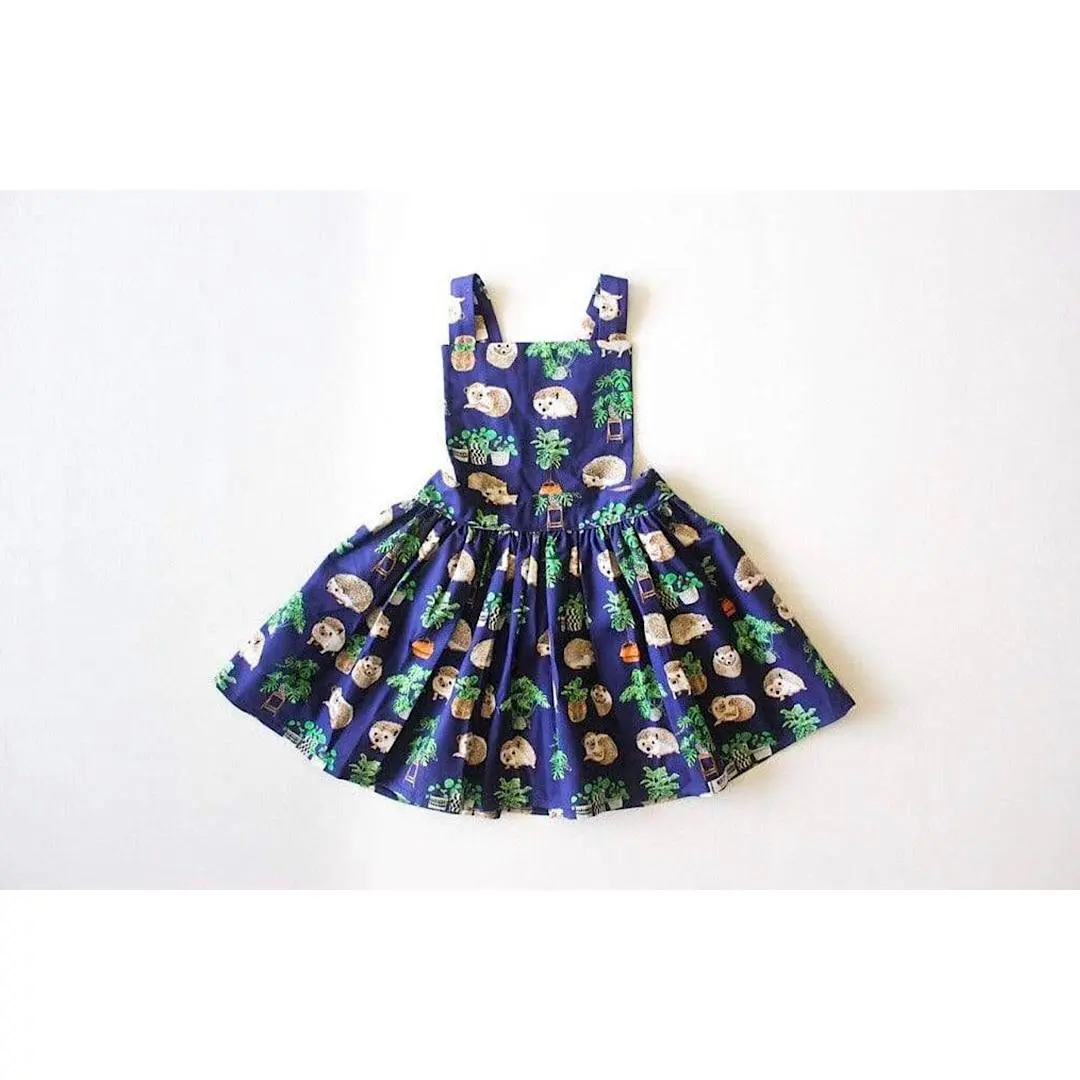 Girls Pinafore Dress in Hedgehogs