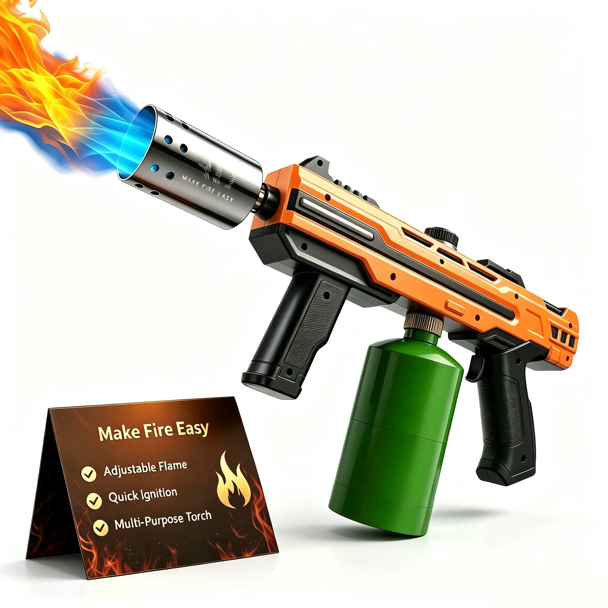 IJF Powerful Propane Torch Gun, Multi-Functional Kitchen Blow Torch, Detachable Design for Searing Steak, BBQ, Camping Charcoal Lighter (Propane Tank Not Included)
