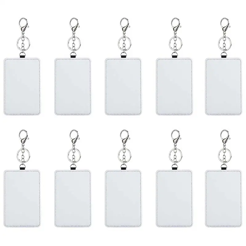 10Pcs Dye Sublimation Rectangle Portable Transportation Card Holder Work Card Holder Printable Card Holder Keychain