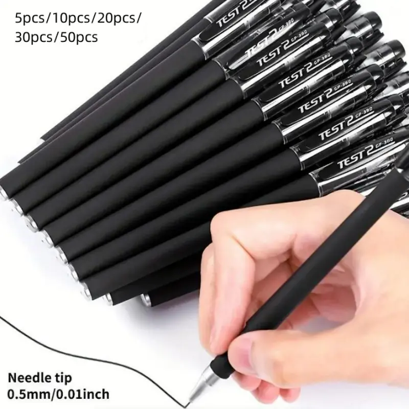 Black Ink Gel Pen, 50pcs/set Gel Pens Set Portable 0.5mm Gel Pen for School Students, College Student Pen, Office Stationery & Supplies, Writing Tools, Smooth Writing Pen