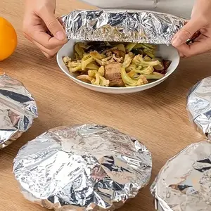 10/5pcs Food-Grade Reusable Aluminum Foil Cover, Tabletop Food Warmer, Serving, Food Storage Bags, Kitchen Storage, Container, Leftover Storage, Kitchen Freshness & Heat Retention Lid, Suitable for Bowls, Dishes