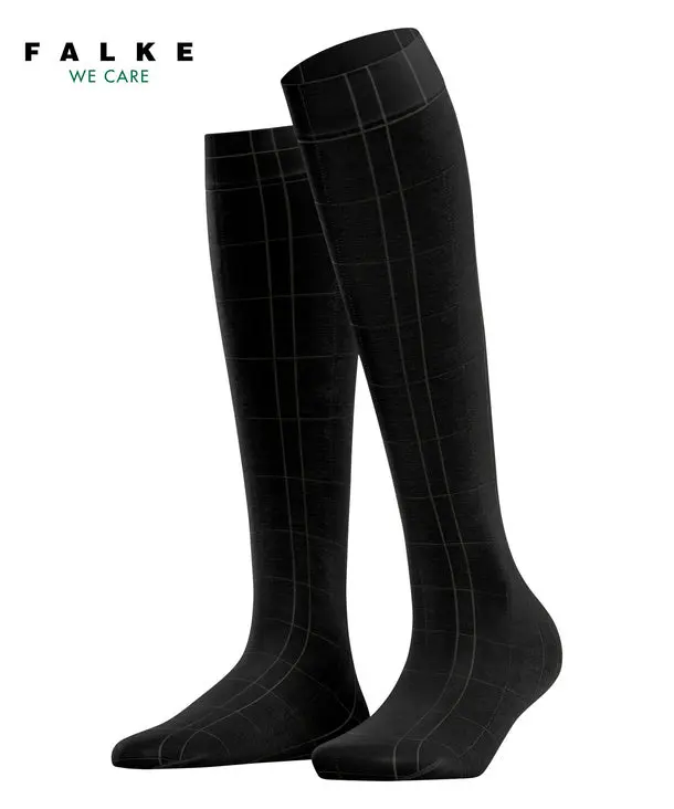 Men's Fashion Apparel Knee Socks - 50 Denier Plaid Pattern, Sustainable Modal-Elastane Knit, Cold Hand Wash Workwear Socks, Menswear, Checked, Modal Blend, Above The Ankle Knee-High Socks
