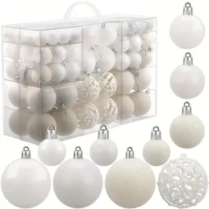 100 Christmas Tree Decorations, White Holiday Ball Set, Unbreakable Plastic Color Balls, Suitable for Christmas Trees, Wedding Party Decorations, Christmas Decorations, Christmas Ornaments