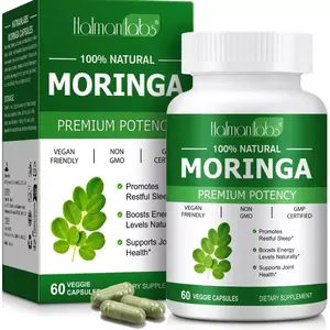 Moringa Capsules - 60 Capsules | Pure Moringa Oleifera Leaf Powder Supplement | Powerful Green Superfood | Super Greens Powder Pills | Non-GMO gut support