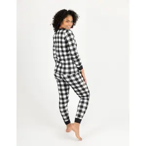 Women's Black & White Plaid Cotton Pajamas
