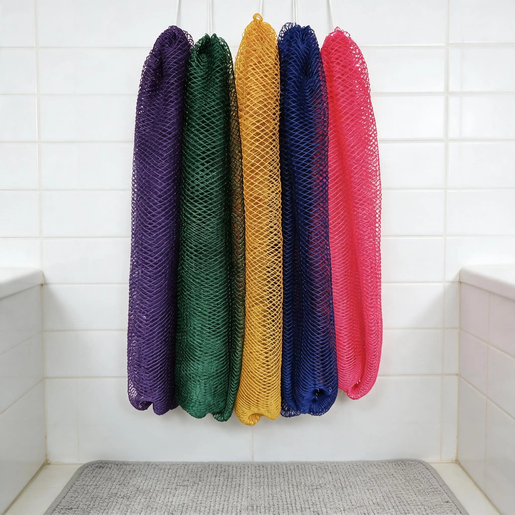 Bath Sponge Exfoliating for Men Women, African Net Sponge 1 Pack, Extra Long Back Scrubber for Shower, Net Sponge Squeezes, Scrubbers for Body, Bathtub Cloth for Shower, Reusable Loofah Style Sponge for Whole Body Keratin Exfoliating Cleansing