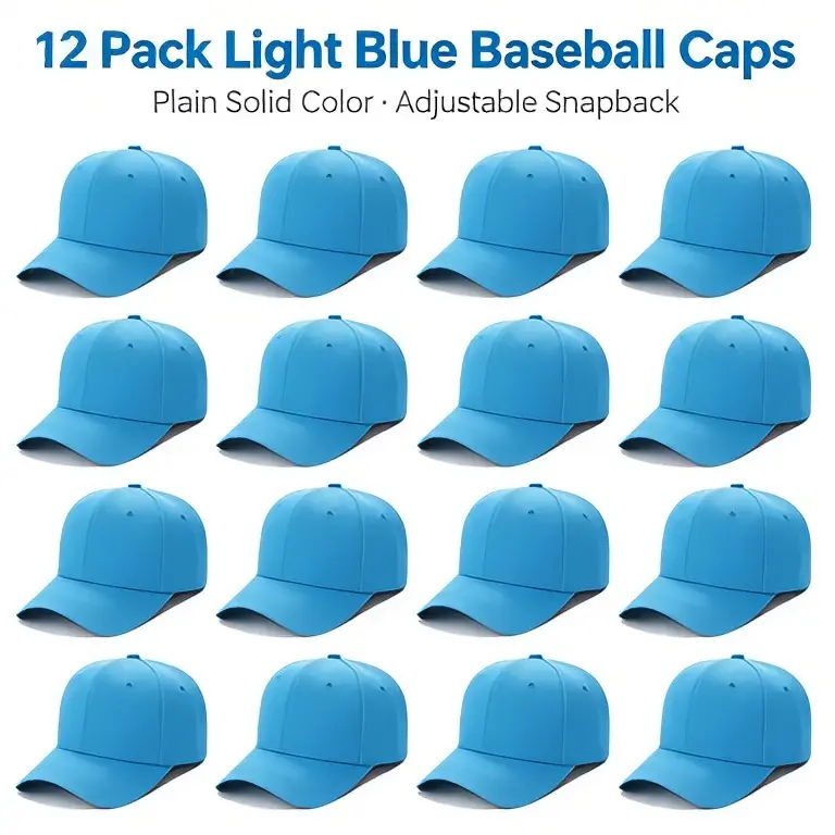12 pieces of baseball caps, solid-color adjustable dad caps, unisex blank structure baseball caps, suitable for men's and women's outdoor sports, available for wholesale