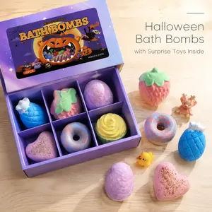 Halloween Bath Bombs for Kids 6 Pack with Surprise Toys Inside, Colorful Fizzy Bath Bomb Gift Set, Vegan Cruelty Free Bubble Bath Fun for Toddlers and Girls