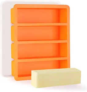 Silicone Butter Mold Tray with Lids, Non-Stick for Chocolate, Energy Bars and Cake (1Pack, Stylish Orange