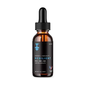 PROTEKT Resilient Vitamin B12, D3, K2 Drops with Methylfolate | Energy Supplement for Improved Recovery, Sleep and Mood | Natural Berry Flavor (30ml)