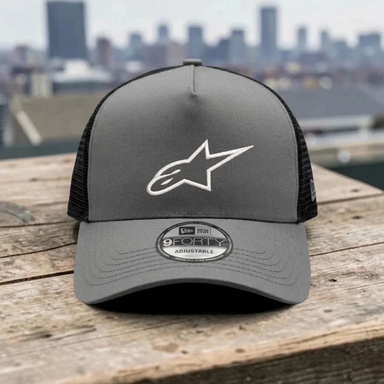 Alpinestars Embroidered Logo Trucker Hat Gray Black Mesh Adjustable Cap