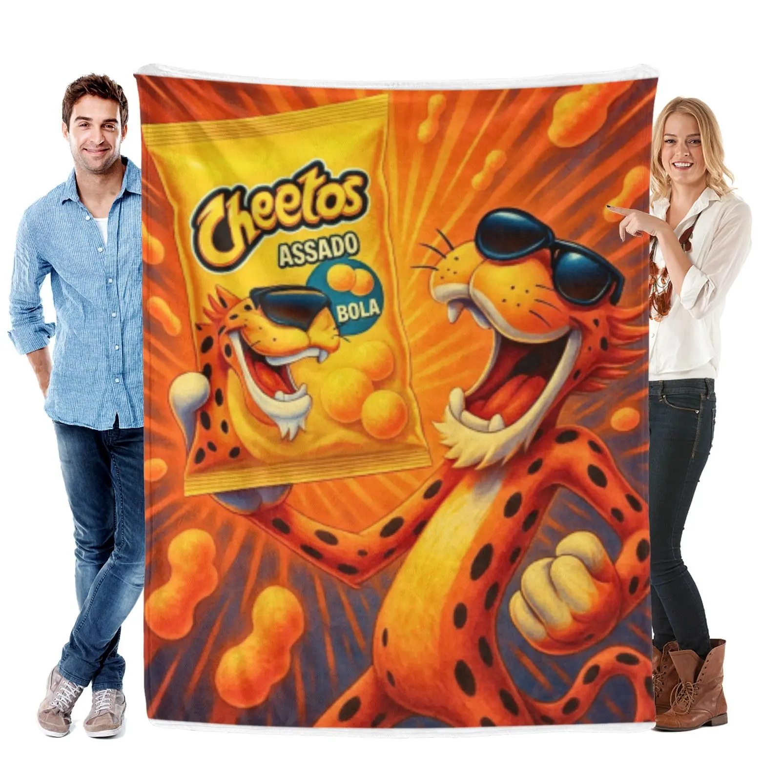 Cheetos Plush Fleece Blanket Multi Size Options Super Cozy Warm Lightweight Soft Throw for All Season Use Perfect for Bed Sofa Couch Camping Travel Office Naps Daily Home Decor Gift for Kids Teens and Adult Fun Snack Theme Enthusiasts