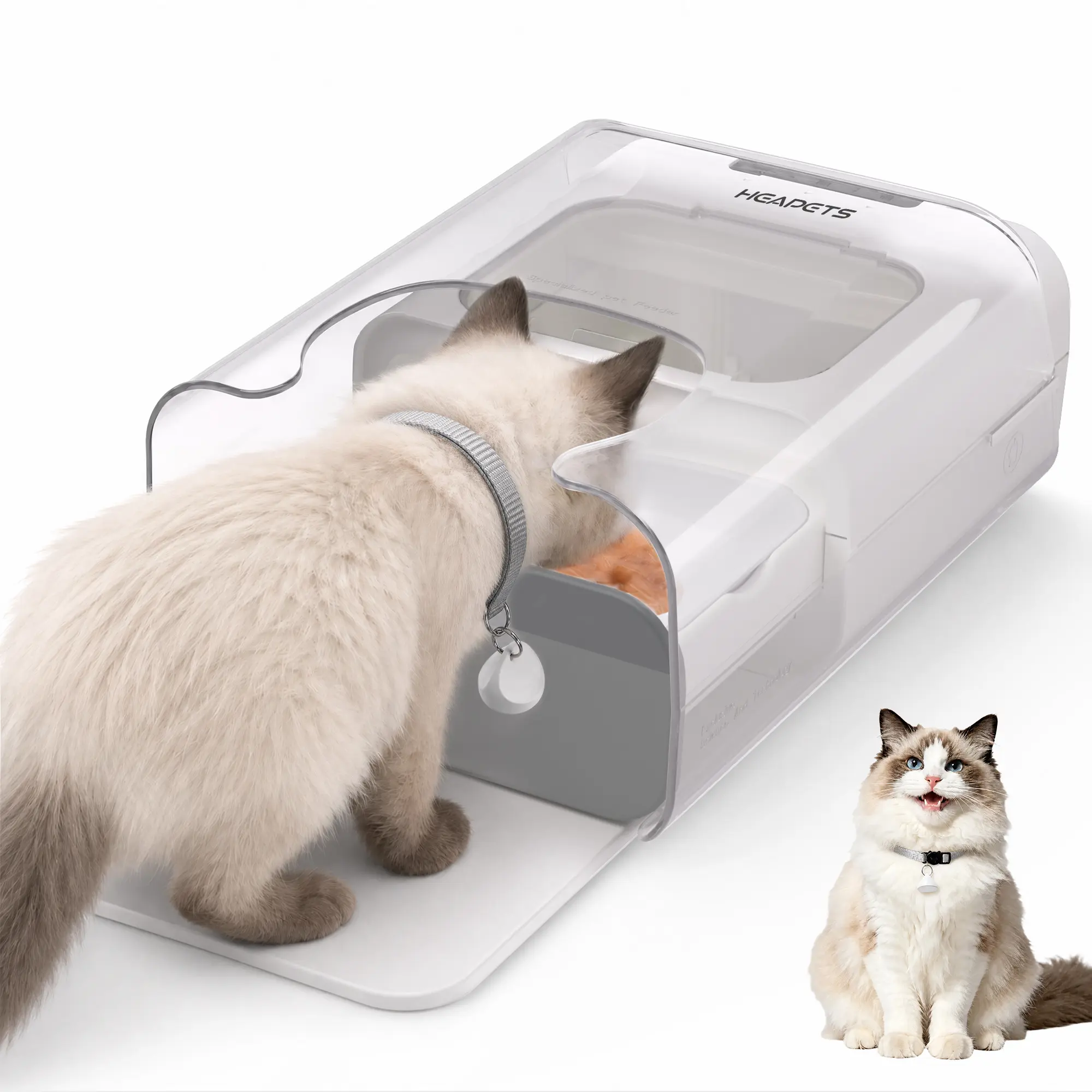 【2026 New Arrivals】Heapets P360 RFID Smart Automatic Pet Feeder with Collar Sensor, 3-Button Setup, Pinch-Free Door, Sealed Lid Feeders, Anti-Food-Stealing Dispenser for Wet/Dry Food Multi-Pet Homes (Cats, Small Dogs)