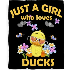 Just A Girl Who Loves Yellow Ducks Blanket - Gifts for Boys Girls, Cute Animal Throw for Duck Lovers, Soft Lightweight Flannel Cartoon Sheet for Kids Baby Lap Chair Sofa