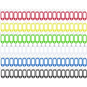 Key Tag Assorted Color Plastic Coded Key ID Label Tags Split Ring Keyring - with Label Window Ring Holder (120)