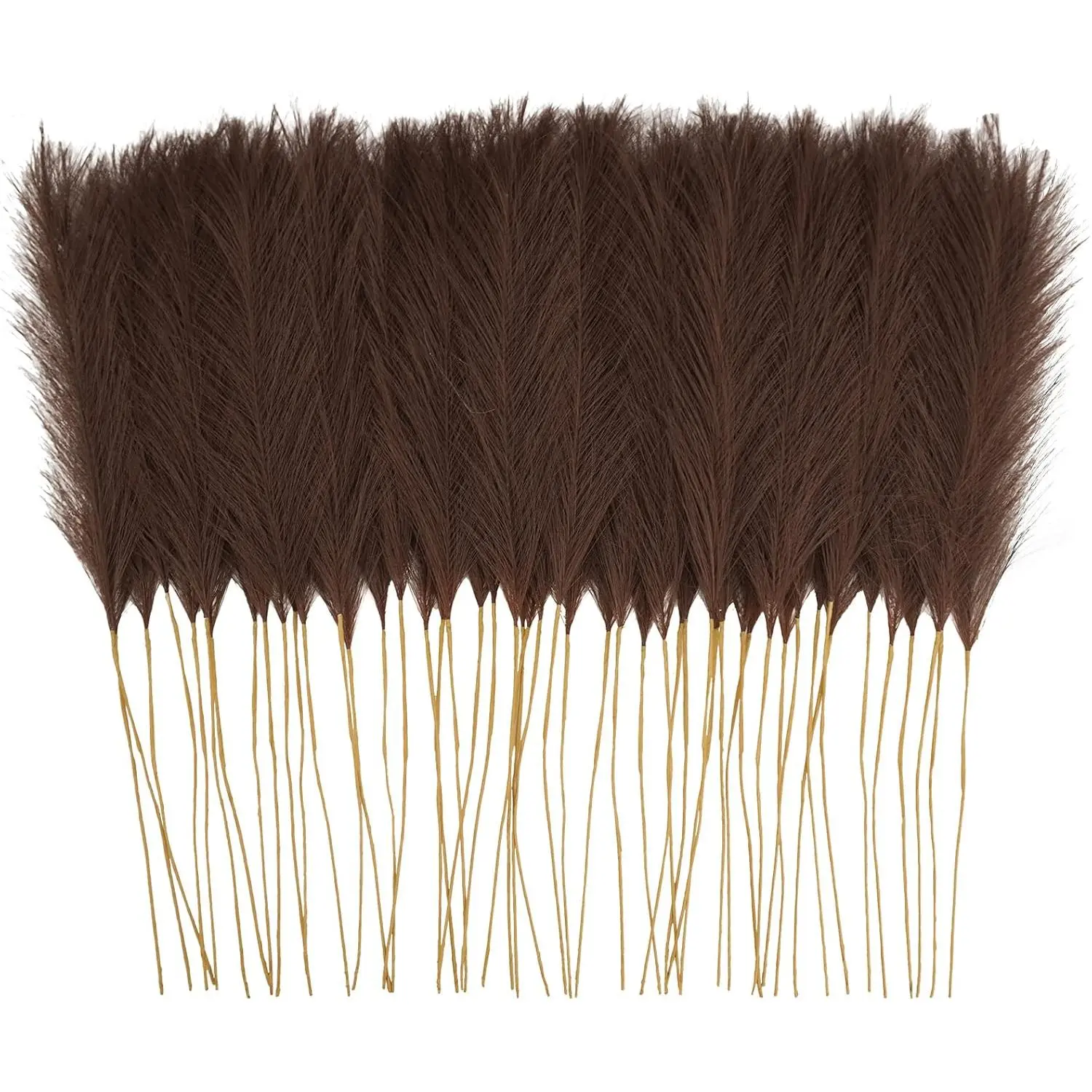 50 count Faux Pampas Grass Decor, 21.6" Short Artificial Pompous Grass Floral  Pompas Grass Branches Vase Filler Flower Arrangement for Home Wedding Boho Decor, Brown