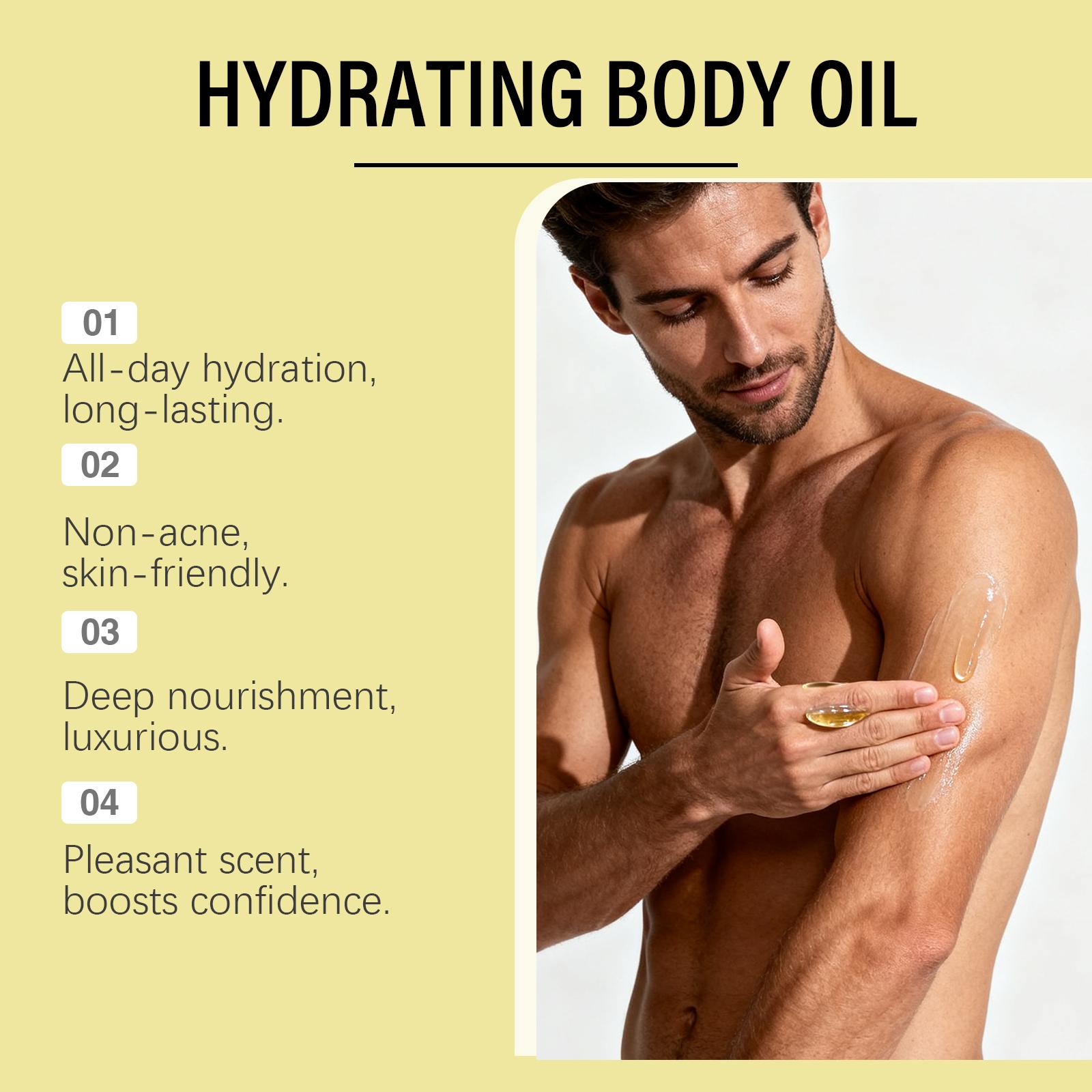 Hydrating Body Oil Deep Nourish All Day Hydrate Non Comedogenic Body Oil for Men Daily Moisturizing Skin Care