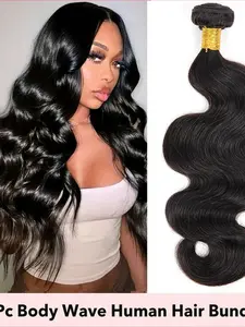 1PC 4A-NBW Natural Black Body Wave Human Hair Bundle, Brazilian Hair Weave