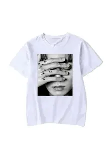 Vintage T-shirt Paired with Jungkok Pattern Top, Men's and Women's Large Gothic T-shirt, Kpop Aesthetic Gothic Neutral Fashion T-shirt