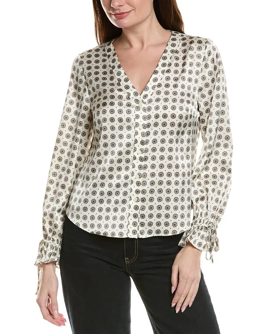 CeCe Printed Flounce Blouse