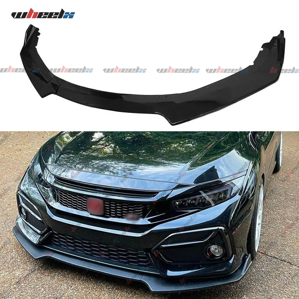 2017-2021 – Honda Civic Hatchback Si – Custom Lightweight Performance Gloss Black Front Bumper Lip Spoiler, Body Kit , Coupe & Sedan All Models