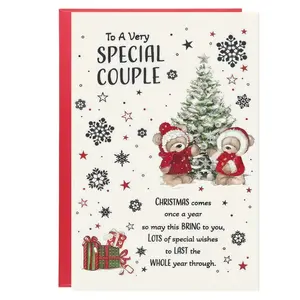 1pc Cute Bear Couple Christmas Card, Sad Greeting Card, Holiday Tree Decoration Theme, Warm Holiday Wishes, Romantic Gift for Special Couples