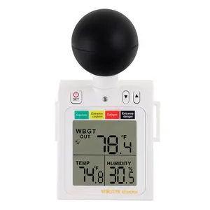 Wet Bulb Thermometer 2-in-1 WBGT + HI Heat Index Checker Heat Stress Meter, Wearable Indoor Wet Bulb Thermometer Humidity Tester with Four Indicator and Audible Alarm