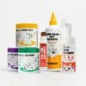 Roofus Pampered Pup 6-Piece Complete Dog Grooming Kit Bundle - Silicone Foaming Cleanser, Dental/Ear/Eye Wipes, Paw Cleanser, Paw Care Cream, Odor Guard 3-in-1 Shampoo (0.69 fl oz, 5.07 Fl Oz / 150Ml, 16 Fl Oz / 473Ml) | Lick-Safe, BuffBead Fabric