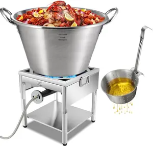 ARC 69QT Stainless Steel Mexican Cazo Para Carnitas Set, 200,000BTU Protable Propane Burner,Outdoor Wok With 11.8" Fry Strainer Basket, Great for Carnitas, Braising, Seafood Boiling (69 QT)