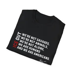 Men's Retro 90s Style ICE Out T-Shirt - Political Activist Apparel for Immigrant Rights Support & Expressing Gratitude to God