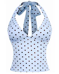 Leilani Halter Top (Blue/Brown)