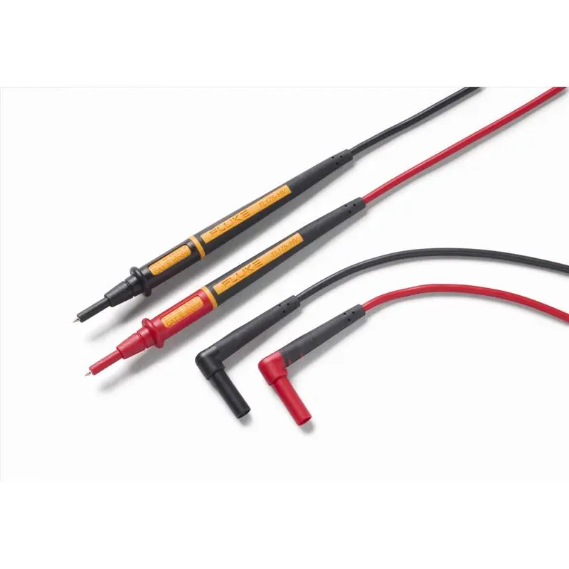 Fluke TL175 Test Lead (Part 3022431) - Black & Red, 10 A, 1000 V, 19 mm to 4 mm Connectors, Double Insulated Silicone, Twist Guard, Extra-Heavy-Duty Strain Relief, Adjustable Length