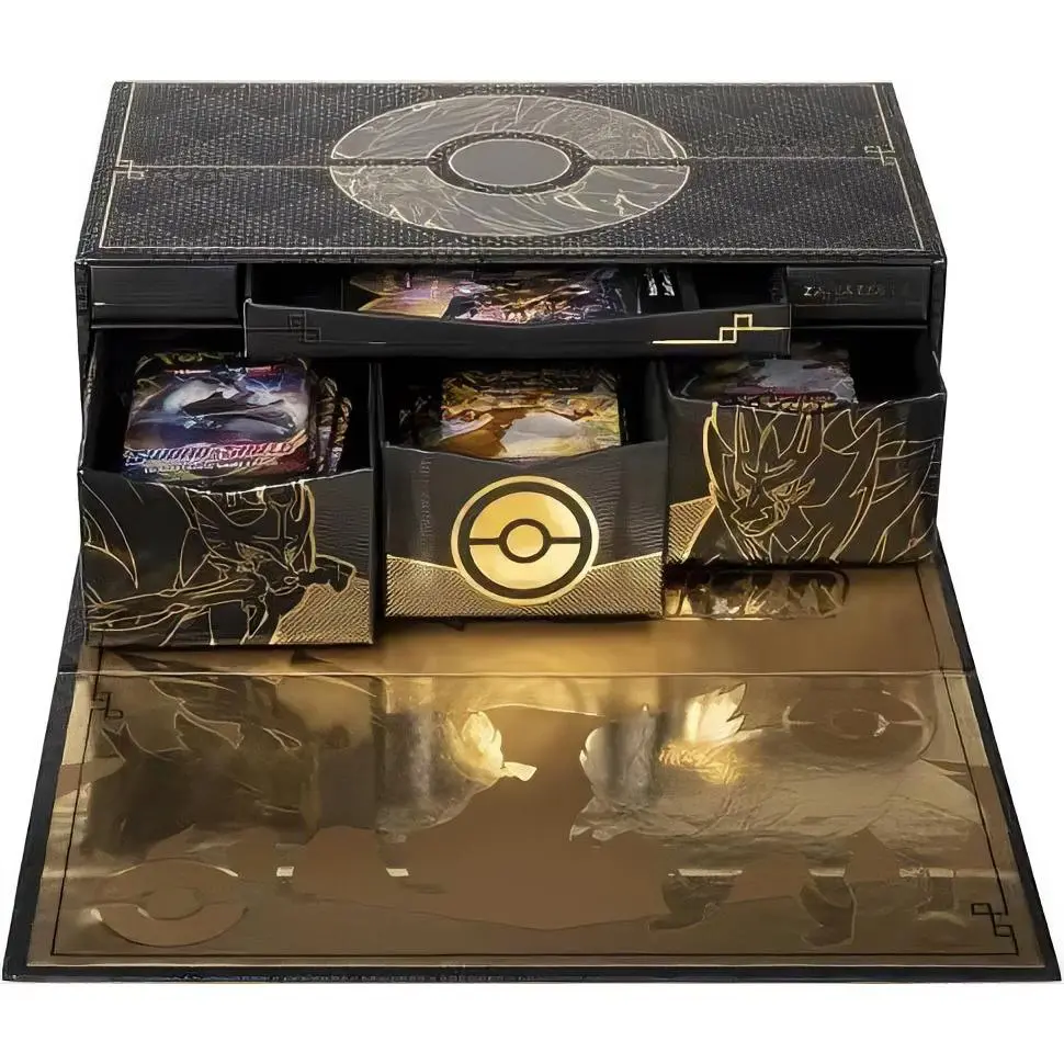 Pokemon TCG: Sword & Shield Ultra-Premium Collection Zacian & Zamazenta V Gold Cards Metal Dice Coins Sleeves Condition Markers Booster Packs Player's Guide