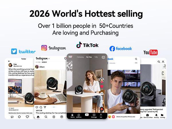 DIGIX Rechargeable USB Desk Fan for Bedroom, 100 Speeds, 360° Rotation, Wall Mounted Design Small Portable Table Fan with LED Display, Quiet Personal Desktop Cooling Fans for Home Office