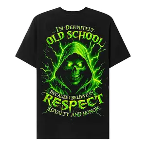 Chaosmoda Generation X I'm Definitely Old School Custom Year Skull T-shirt Crewneck Man Breathable Cotton Tshirt